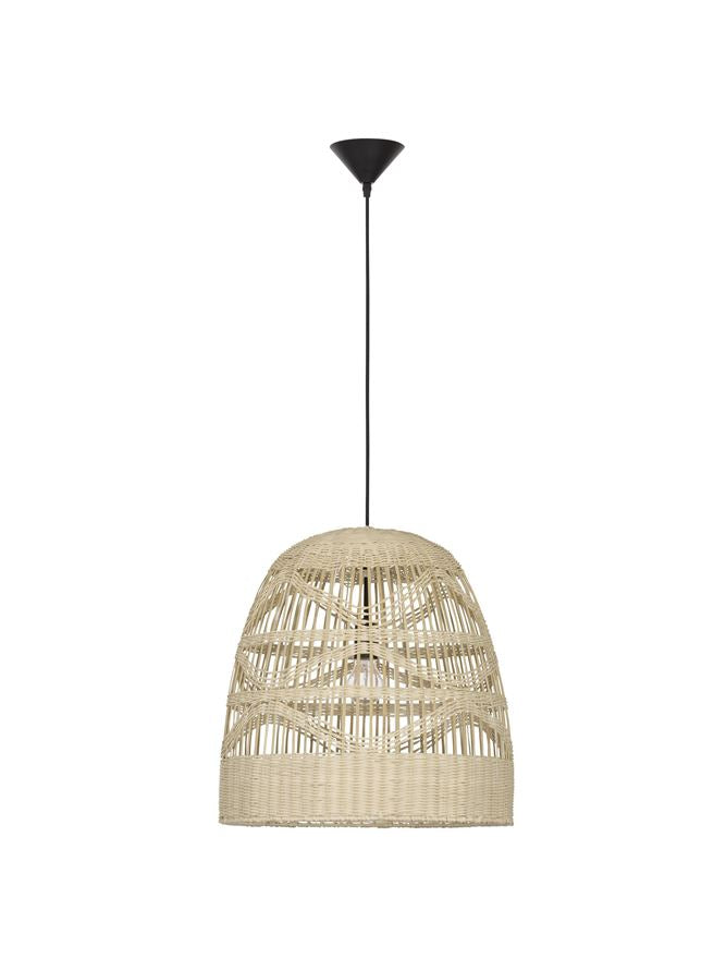 Висящо осветително тяло (пендел) MARLO 12W LED Натурален ратан Черен текстилен кабел