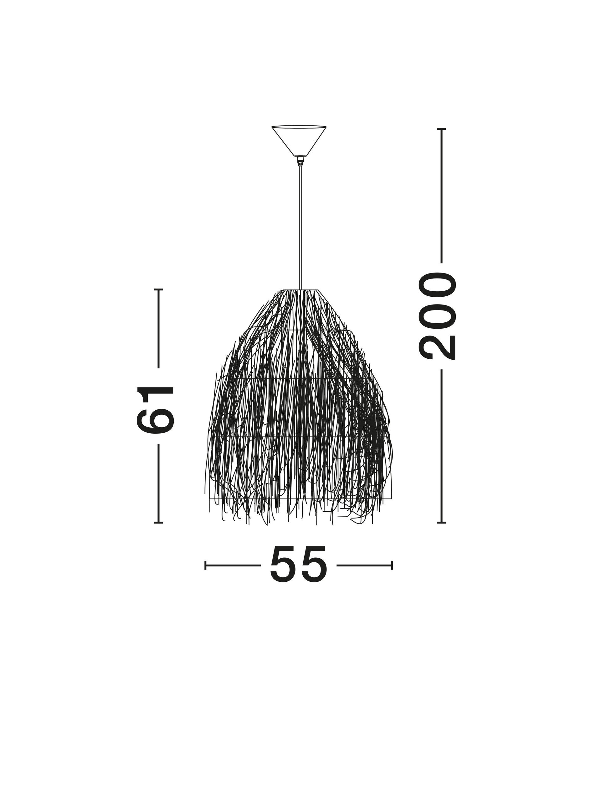 Пендел HAY 3x12W E27 Естествена морска трева Черен текстилен кабел ⌀80 H200см