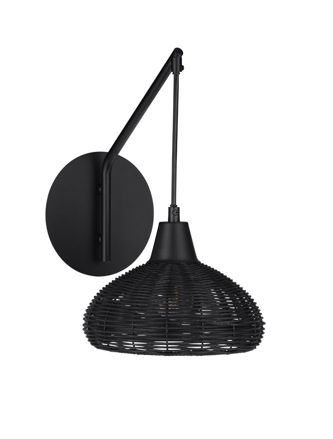 Висящо осветително тяло (пендел) FADO LED E27 12W Черен ратан и основа H14см