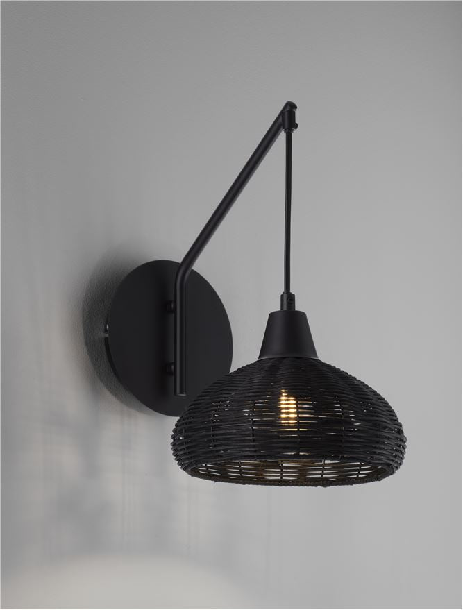 Висящо осветително тяло (пендел) FADO LED E27 12W Черен ратан и основа H14см