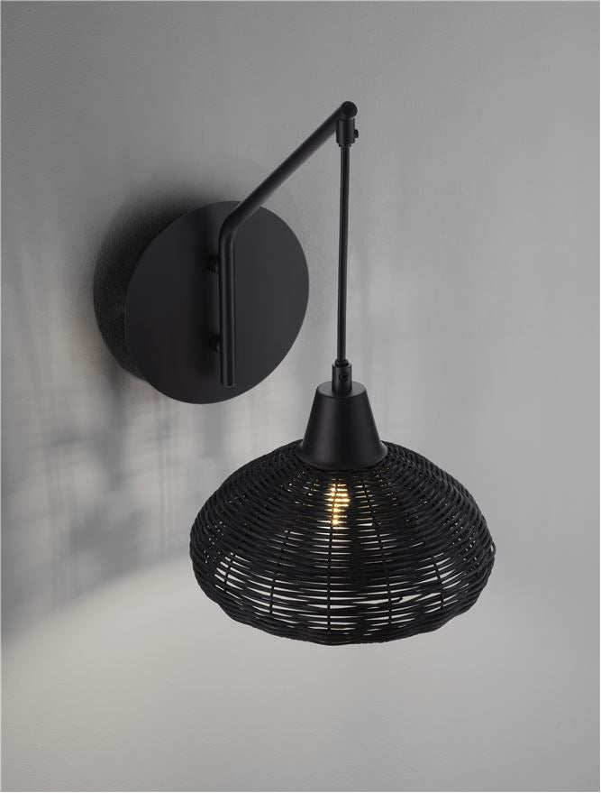 Висящо осветително тяло (пендел) FADO LED E27 12W Черен ратан и основа H14см