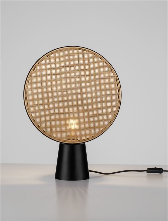 Висящо осветително тяло (пендел) TIERA 12W LED E27 Натурален ратан Пясъчно черен метален