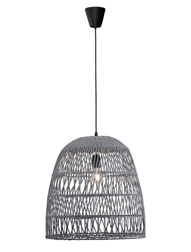 Висящо осветително тяло (пендел) DESTIN 12W LED Сив ратан Черен текстилен кабел