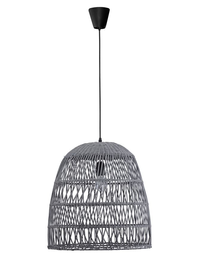 Висящо осветително тяло (пендел) DESTIN 12W LED Сив ратан Черен текстилен кабел