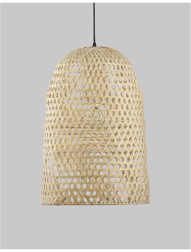 Висящо осветително тяло (пендел) AURORA 12W LED Натурален ратан Черен текстилен кабел