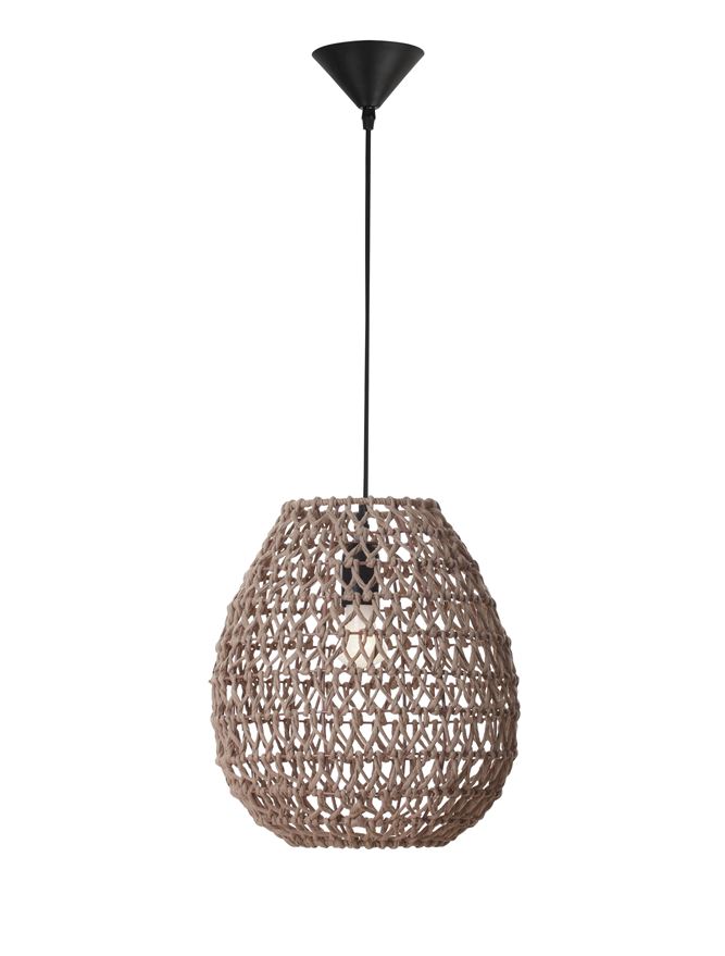 Висящо осветително тяло (пендел) GRIFFIN 12W LED Мока ратан Черен текстилен кабел