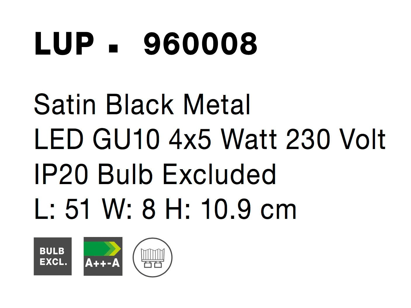 Окачена лампа LUP LED GU10 4x10W Мат Черен
