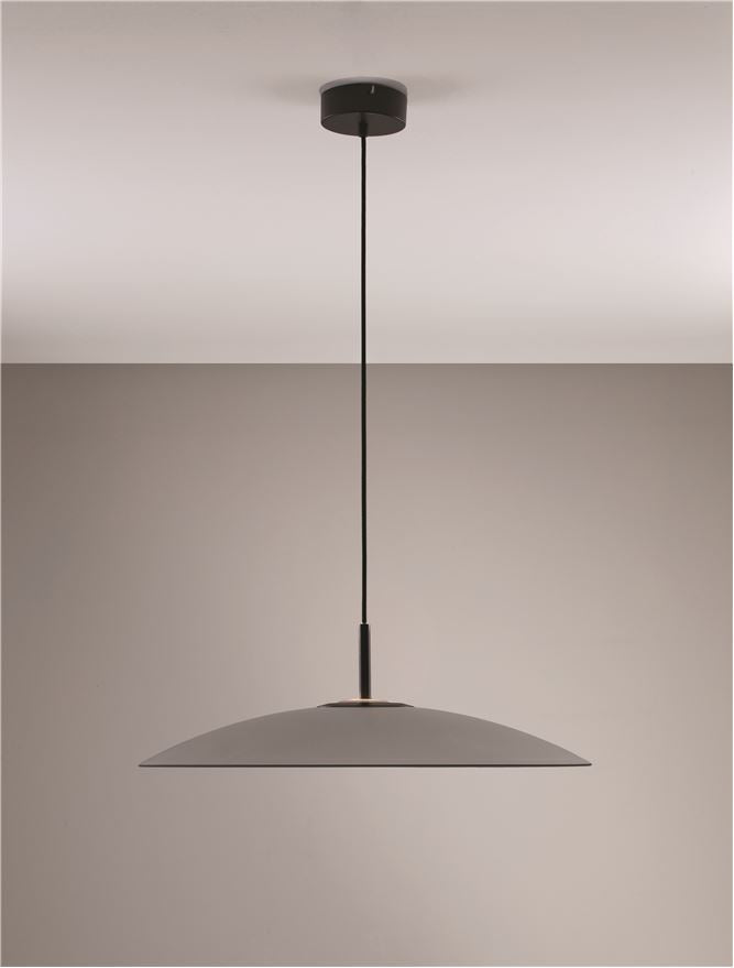 Висящо осветително тяло (пендел) POLIFEMO 17W Пясъчно черен метал и опушено стъкло ⌀60 H153см