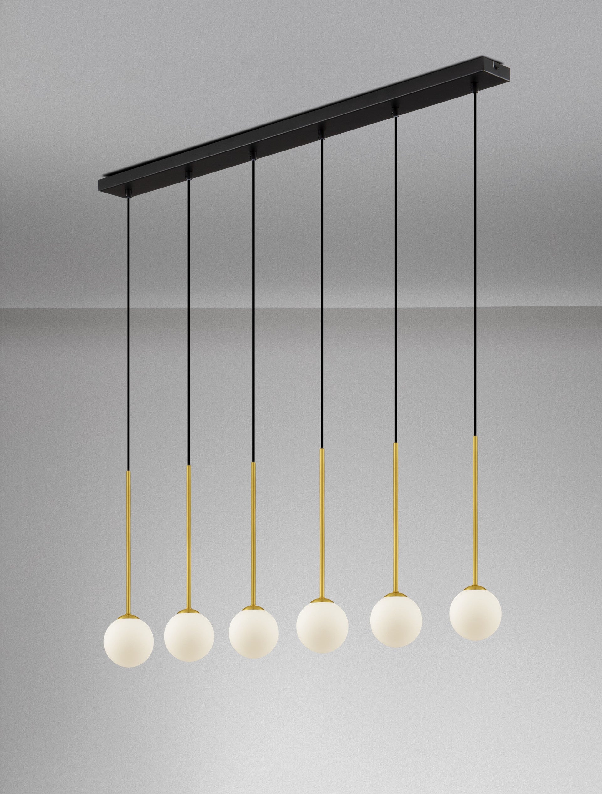 Висящо осветително тяло (пендел) SAVOY LED G9 30W Матово черен и златист месинг бял опалов стъклен