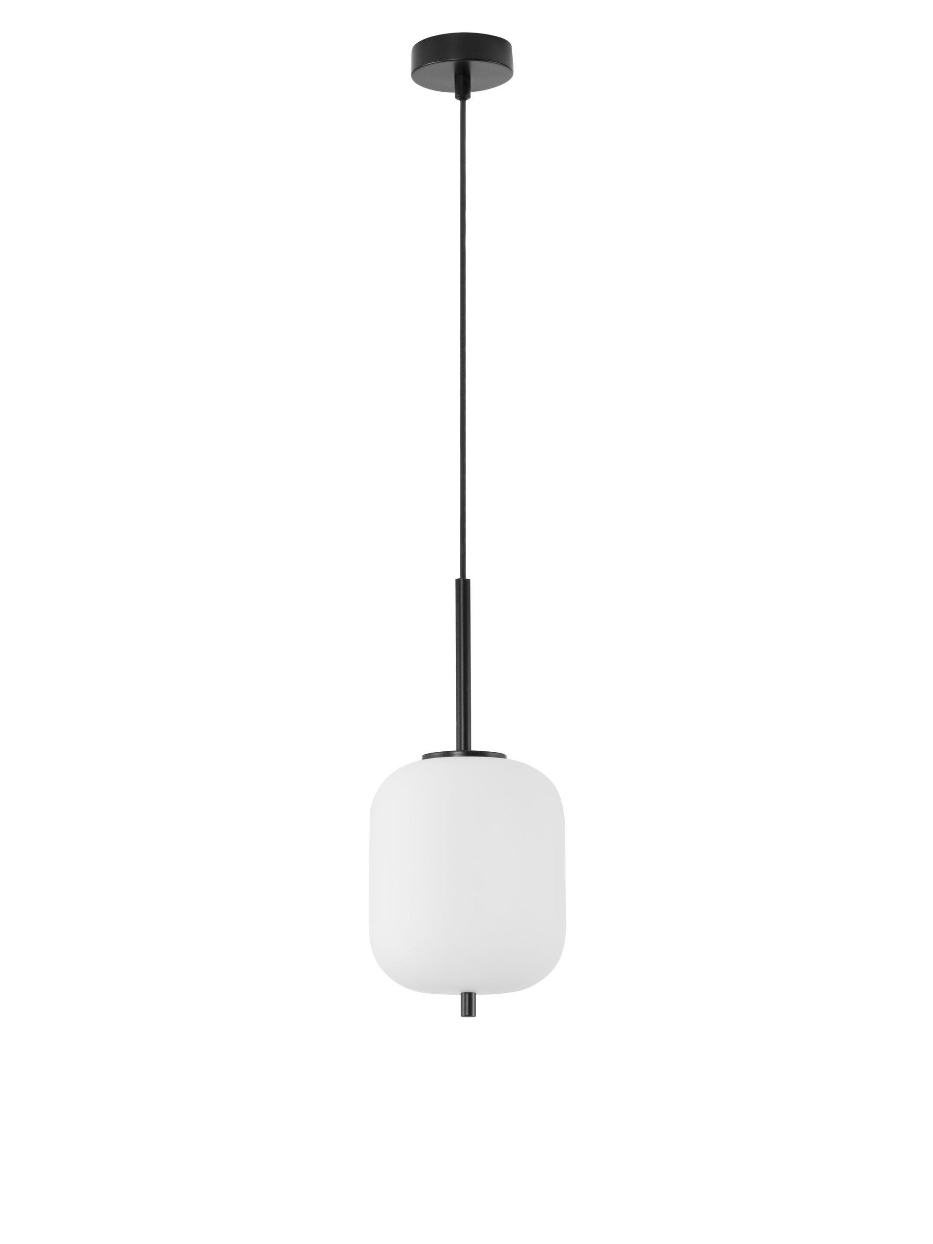 Висяща лампа LATO 5W E14 Черно опалово стъкло Черен текстилен кабел ⌀16.5 H120cm Регулируема височина