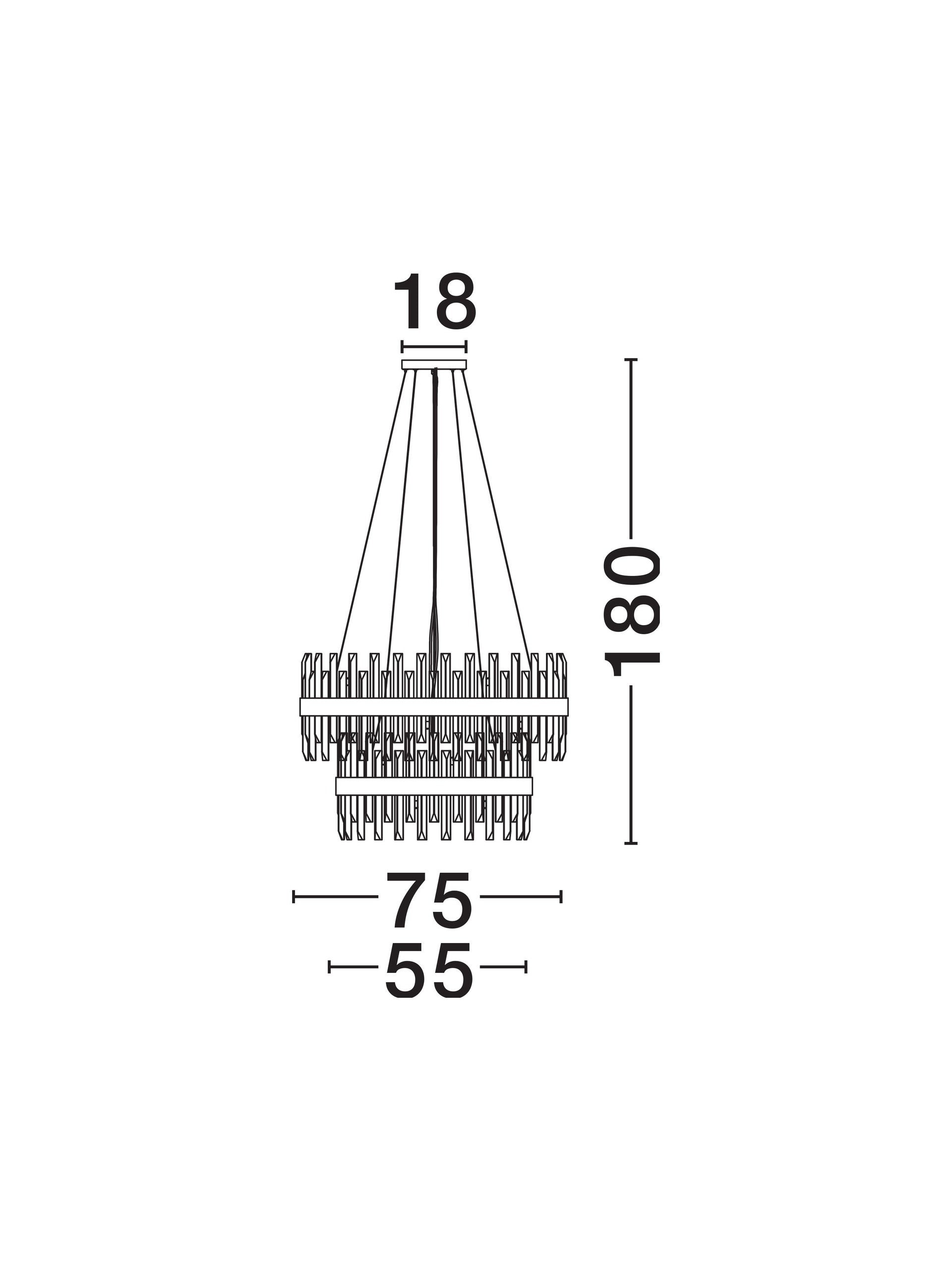 Висящо осветително тяло (пендел) CROWN G9 32x5W LED Златист метал и прозрачен кристал ⌀75 H180см без крушка