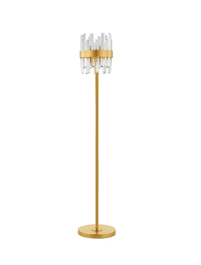 Висящо осветително тяло (пендел) CROWN G9 10x5W LED Златист метал и прозрачен кристал ⌀25 H150см без крушка