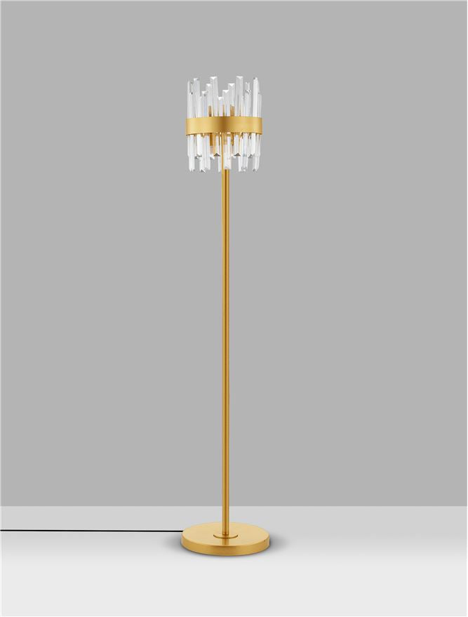 Висящо осветително тяло (пендел) CROWN G9 10x5W LED Златист метал и прозрачен кристал ⌀25 H150см без крушка