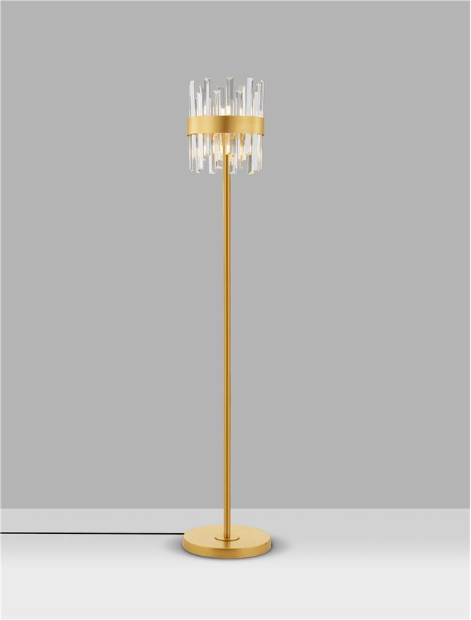 Висящо осветително тяло (пендел) CROWN G9 10x5W LED Златист метал и прозрачен кристал ⌀25 H150см без крушка