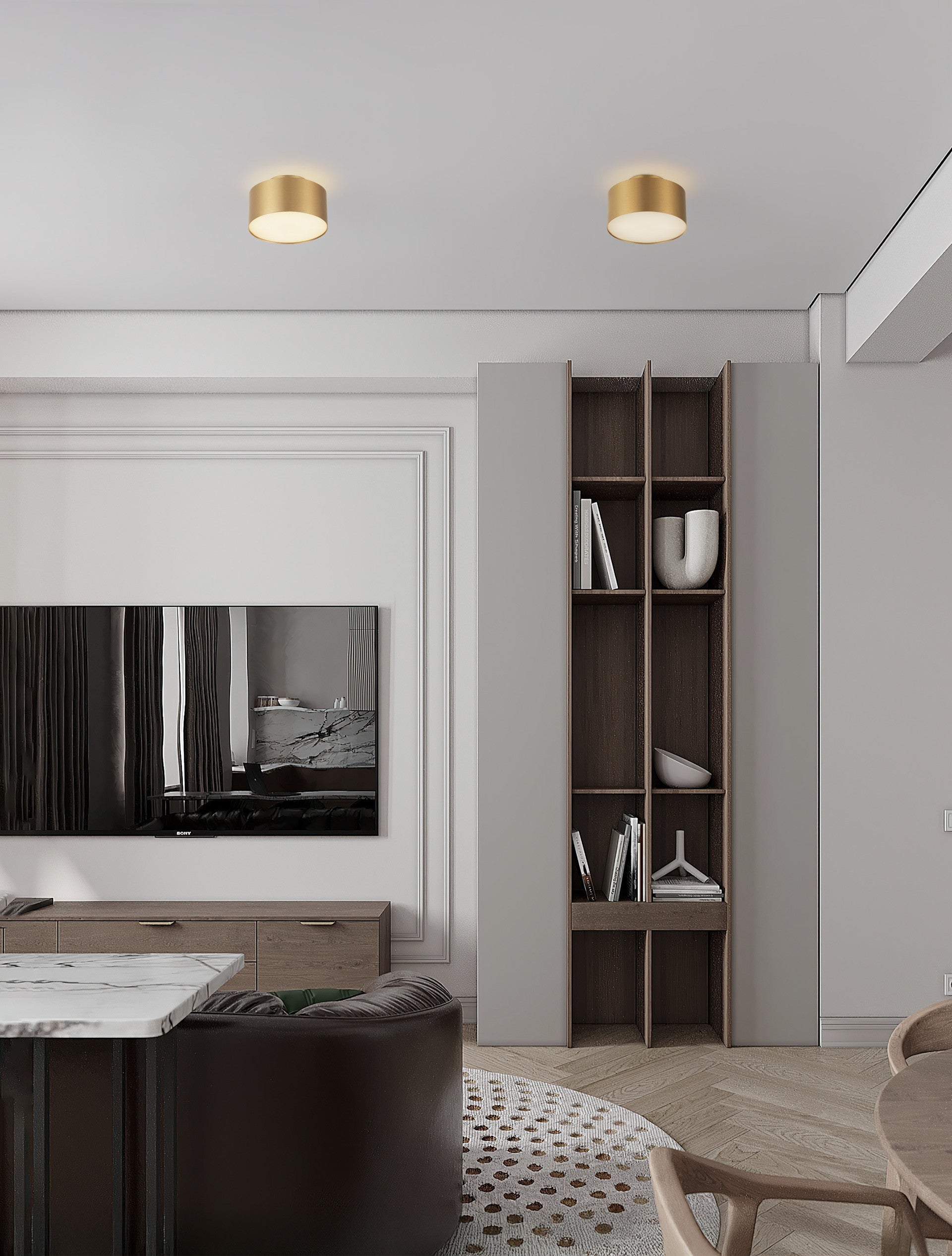 Окачена лампа OZEN 24W LED, матирано злато, алуминий, насочена нагоре-надолу, ⌀14