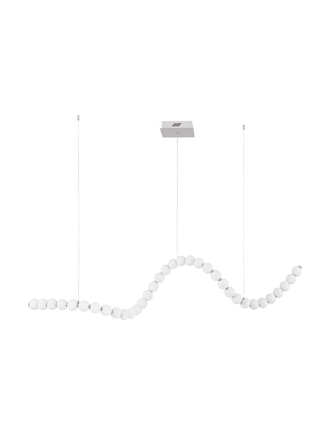 Висящо осветително тяло (пендел) PERLA 98W LED Хром метал и опалово стъкло L167 W42 H200см Регулируема височина