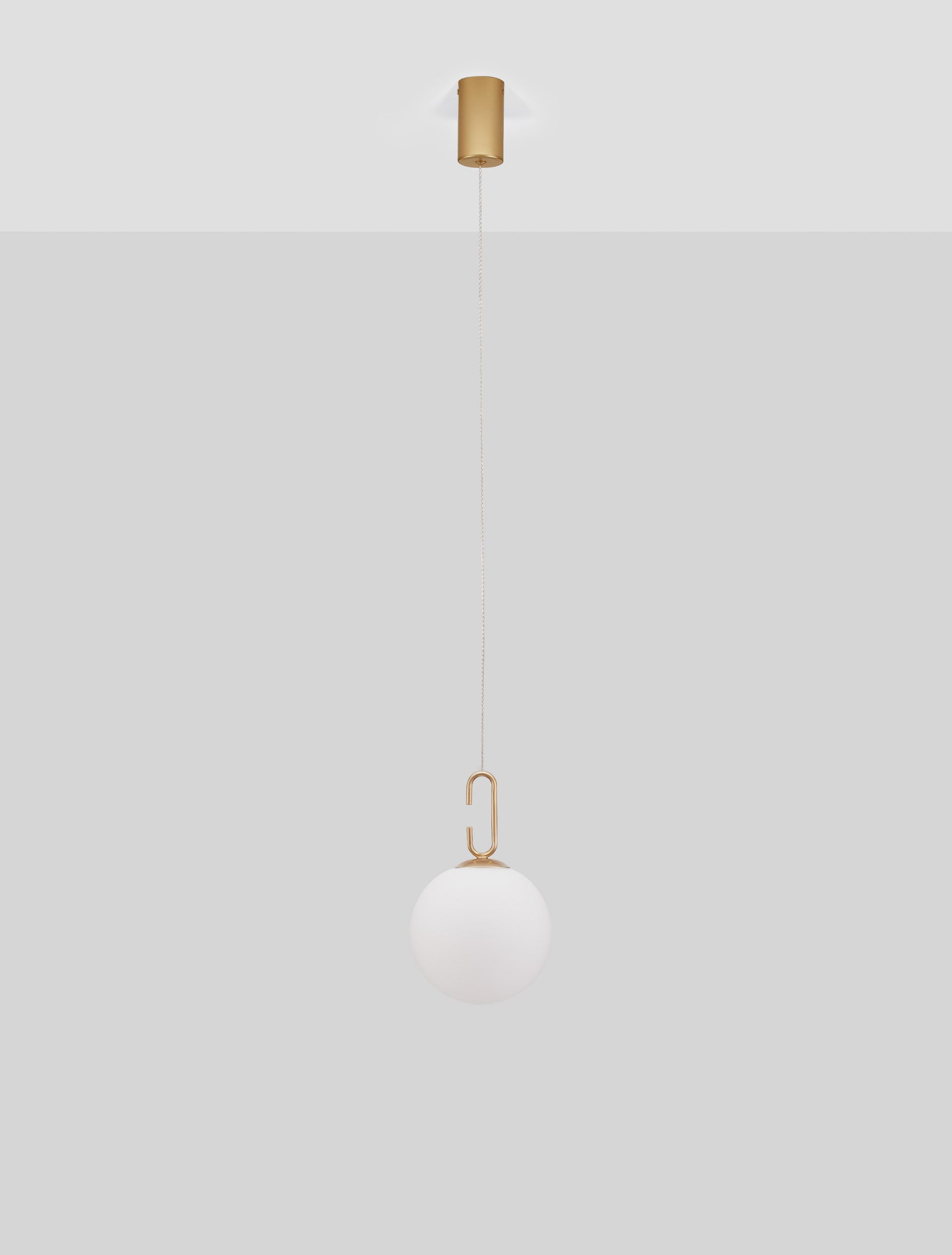 Висящо осветително тяло (пендел) HOOK LED 11W Златист месинг Опалово стъкло Регулируема височина ⌀18 H120см