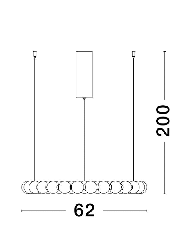 Висящо осветително тяло (пендел) PERLA 56W LED Златен метал и опалово стъкло D62 H200см Регулируема височина