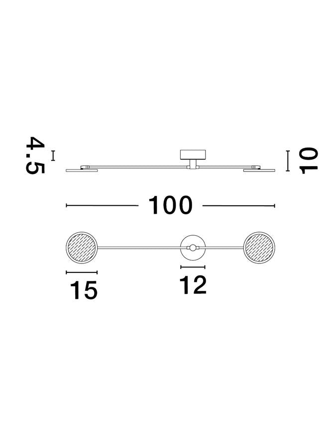 Висящо осветително тяло (пендел) SCOPE 19W Черен и Златист метал & Акрил L100 W10 H120см