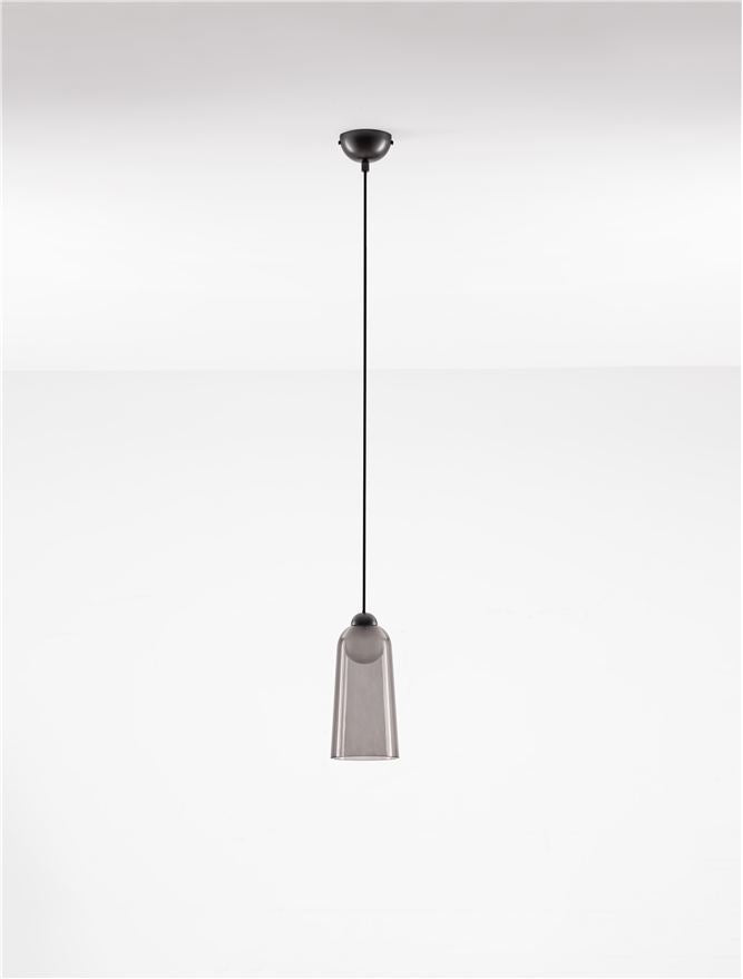 Висящо осветително тяло (пендел) DIONE LED 5W 220-240V ⌀10 H200см Пясъчно черен карбон стомана и опушен акрил
