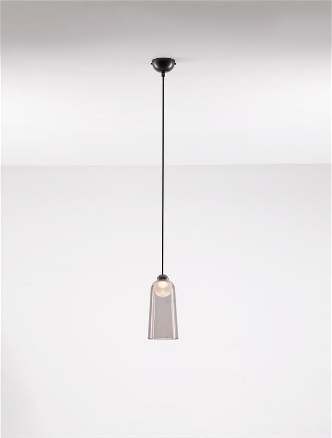 Висящо осветително тяло (пендел) DIONE LED 5W 220-240V ⌀10 H200см Пясъчно черен карбон стомана и опушен акрил