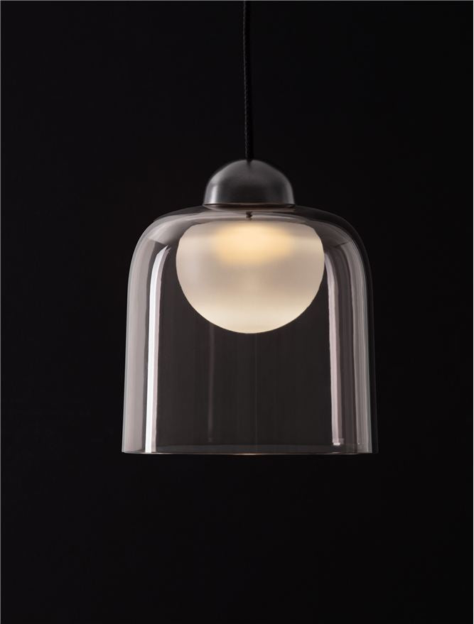Висящо осветително тяло (пендел) DIONE LED 5W 220-240V ⌀14 H200см Пясъчно черен карбон стомана и опушен акрил
