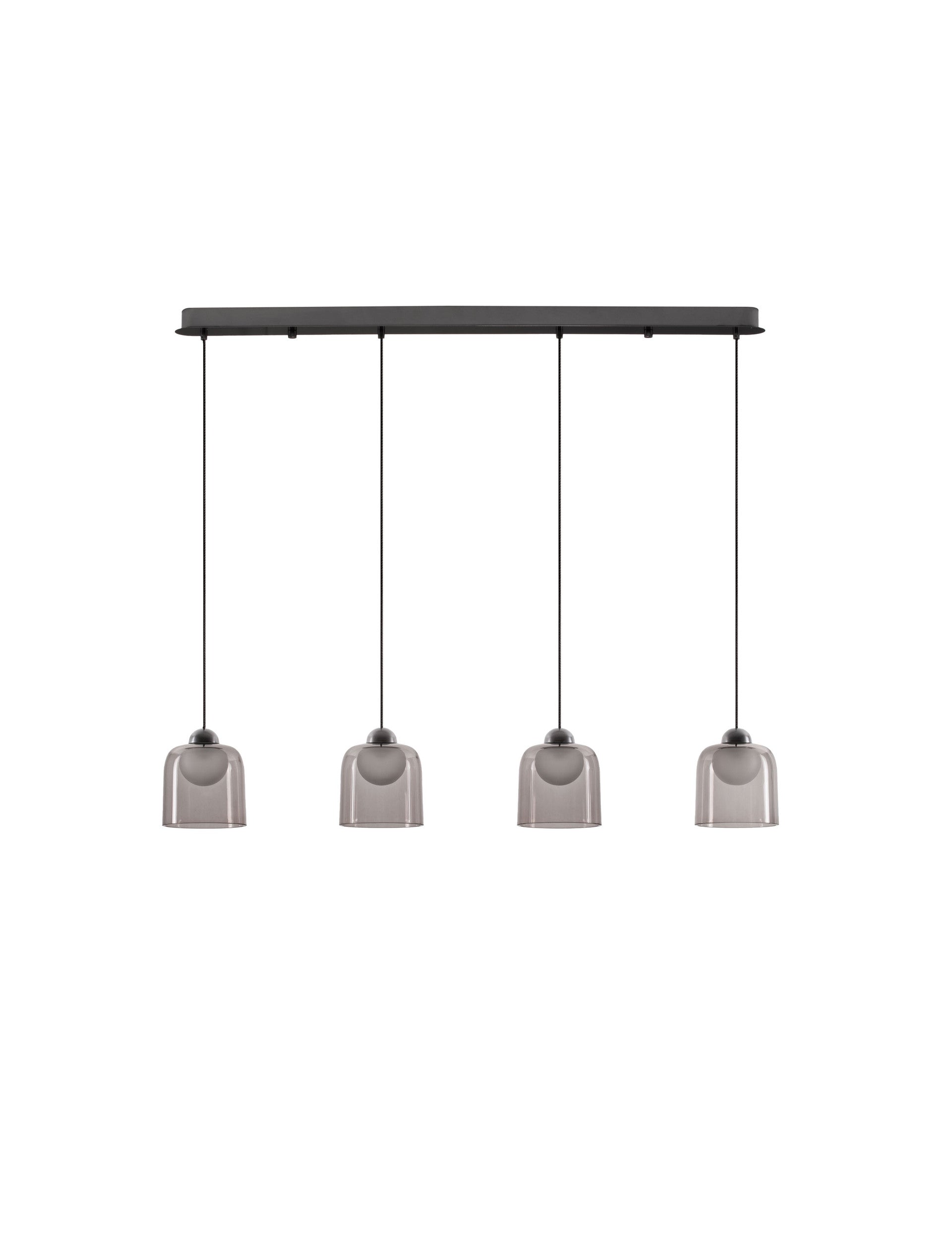 Висящо осветително тяло (пендел) DIONE LED 20W 220-240V L100 W14 H200см Пясъчно черен карбон стомана и опушен акрил