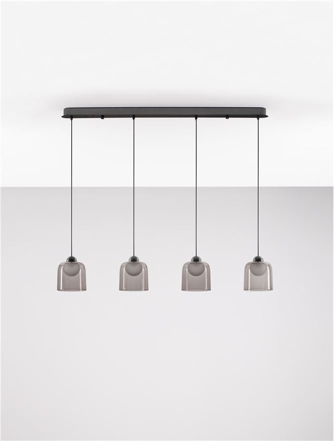 Висящо осветително тяло (пендел) DIONE LED 20W 220-240V L100 W14 H200см Пясъчно черен карбон стомана и опушен акрил