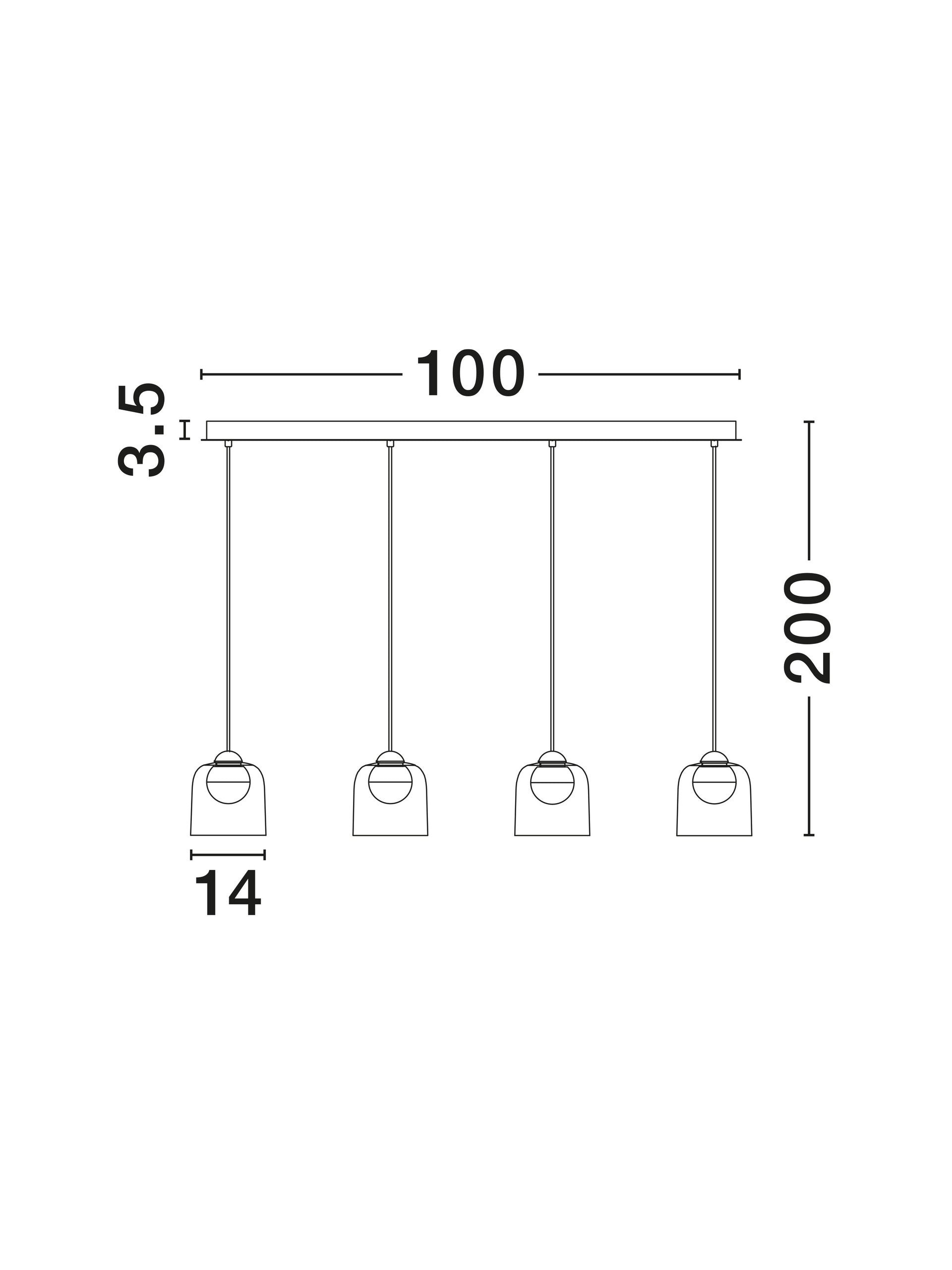 Висящо осветително тяло (пендел) DIONE LED 20W 220-240V L100 W14 H200см Пясъчно черен карбон стомана и опушен акрил