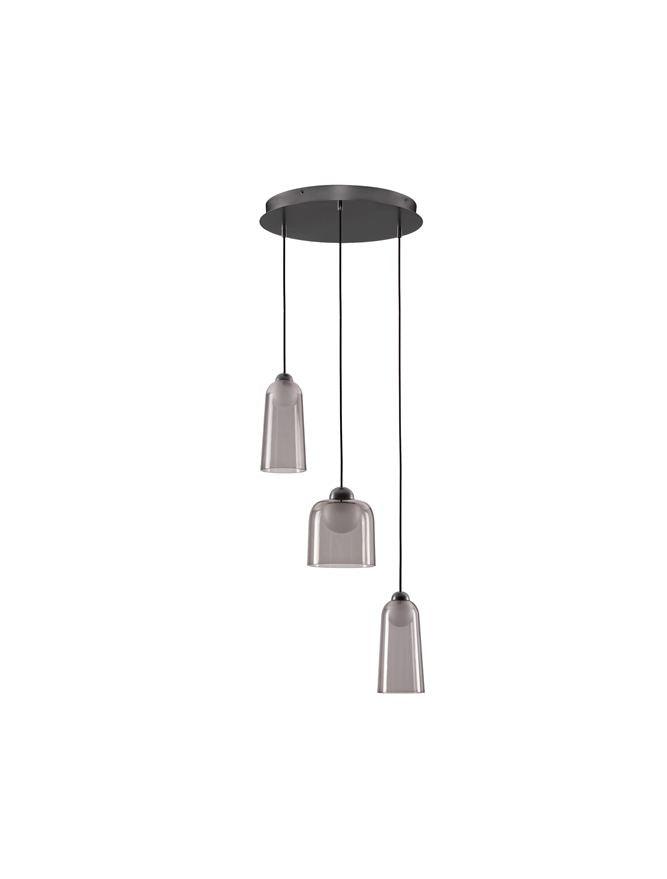 Висящо осветително тяло (пендел) DIONE LED 15W 220-240V ⌀35 H200см Пясъчно черен карбон стомана и опушен акрил