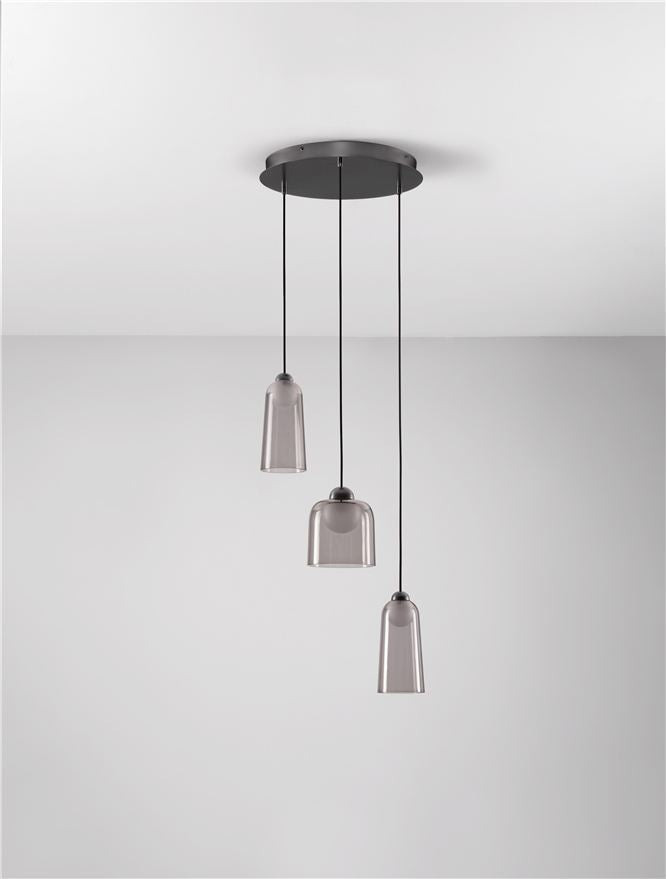 Висящо осветително тяло (пендел) DIONE LED 15W 220-240V ⌀35 H200см Пясъчно черен карбон стомана и опушен акрил