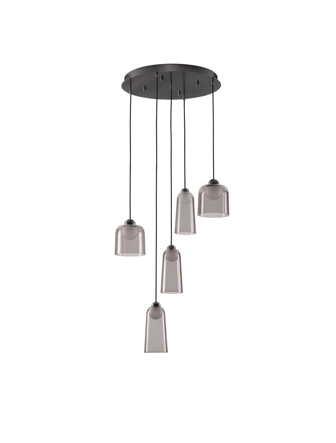 Висящо осветително тяло (пендел) DIONE LED 24W 220-240V ⌀45 H200см Пясъчно черен карбон стомана и опушен акрил