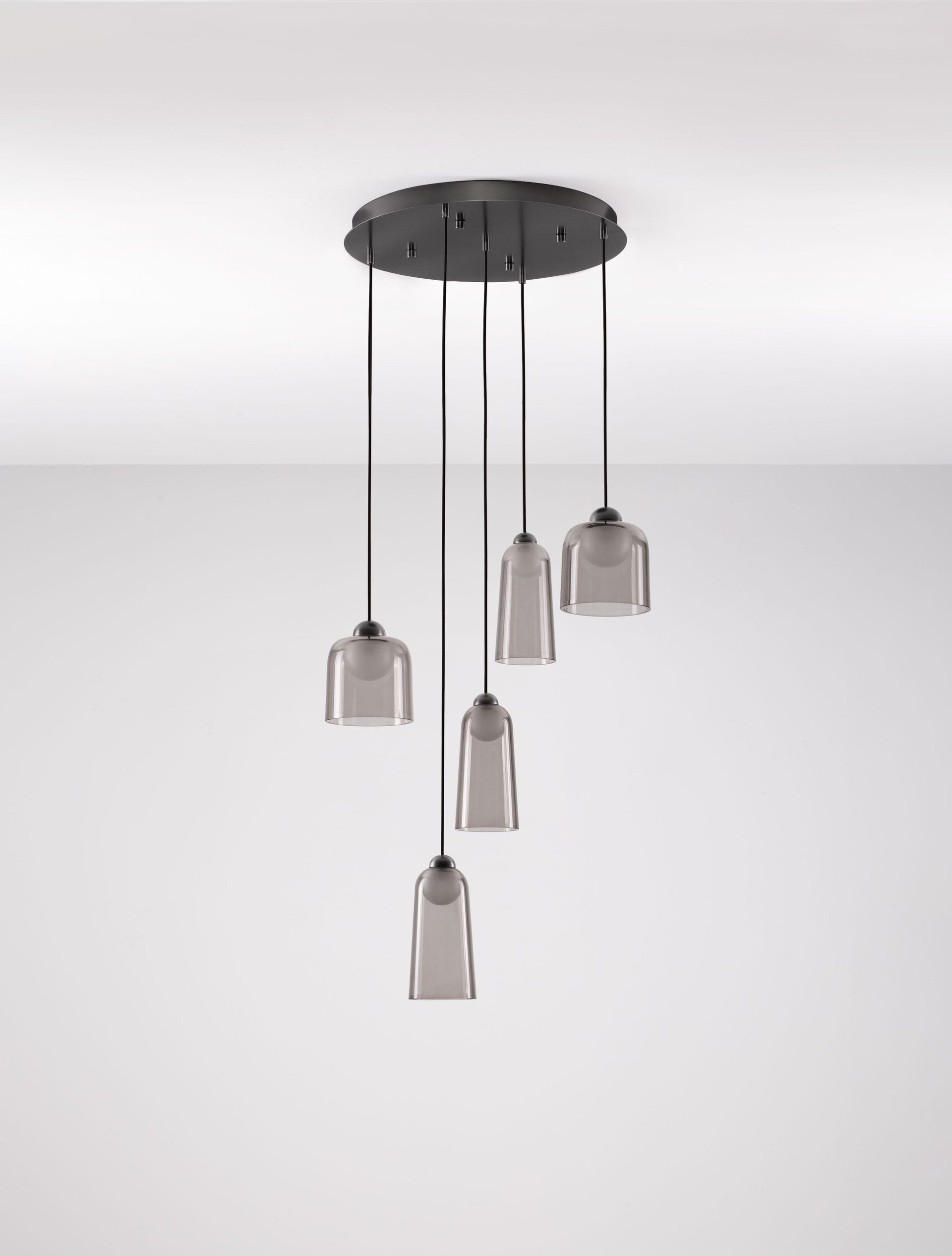 Висящо осветително тяло (пендел) DIONE LED 24W 220-240V ⌀45 H200см Пясъчно черен карбон стомана и опушен акрил