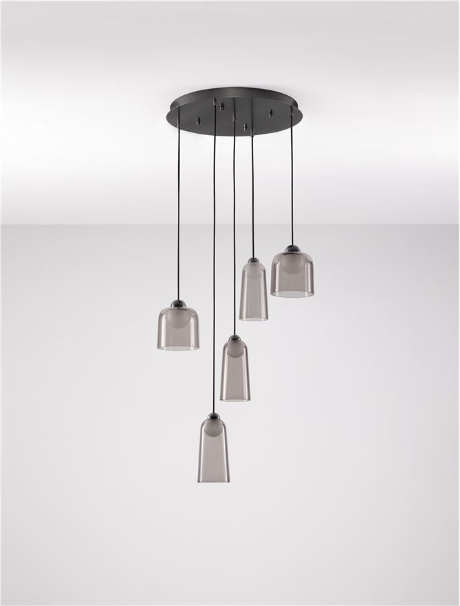 Висящо осветително тяло (пендел) DIONE LED 24W 220-240V ⌀45 H200см Пясъчно черен карбон стомана и опушен акрил