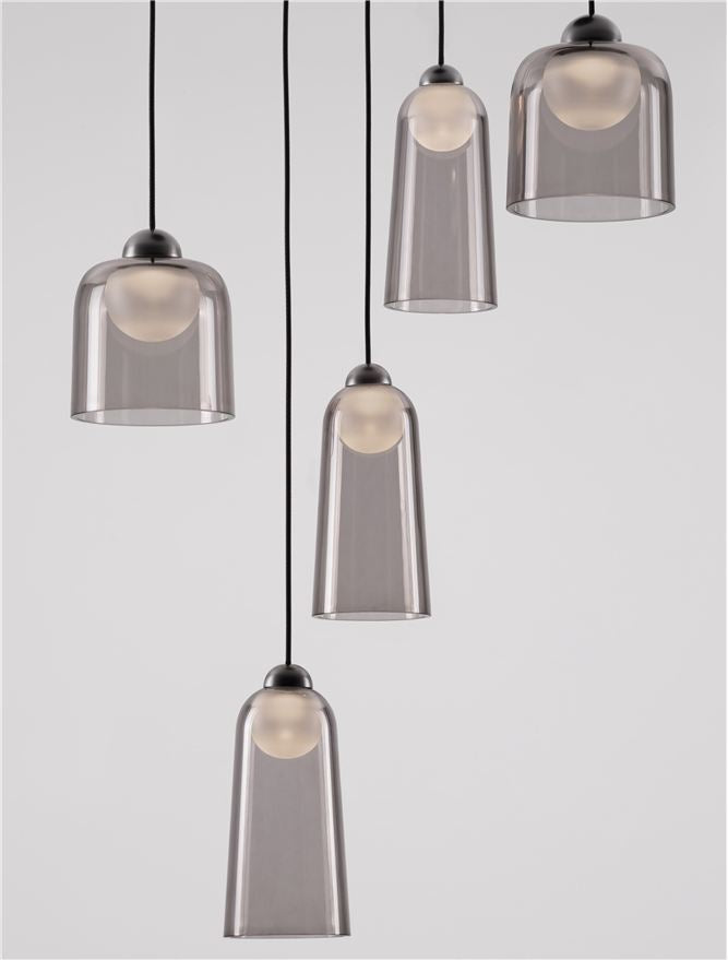 Висящо осветително тяло (пендел) DIONE LED 24W 220-240V ⌀45 H200см Пясъчно черен карбон стомана и опушен акрил
