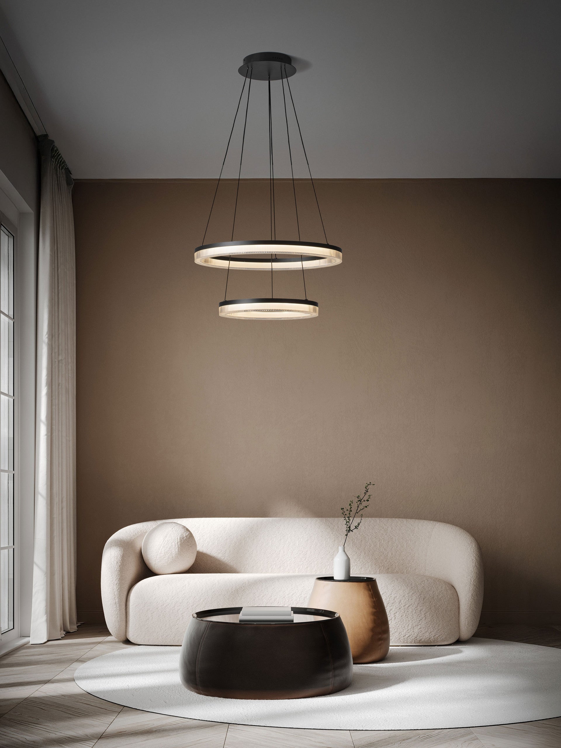 Висящо осветително тяло (пендел) LONELA 46W LED Пясъчно черен алуминий акрил
