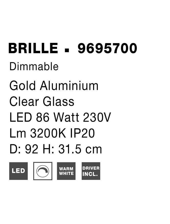 Висящо осветително тяло (пендел) BRILLE 90W Златист месинг алуминий и акрил