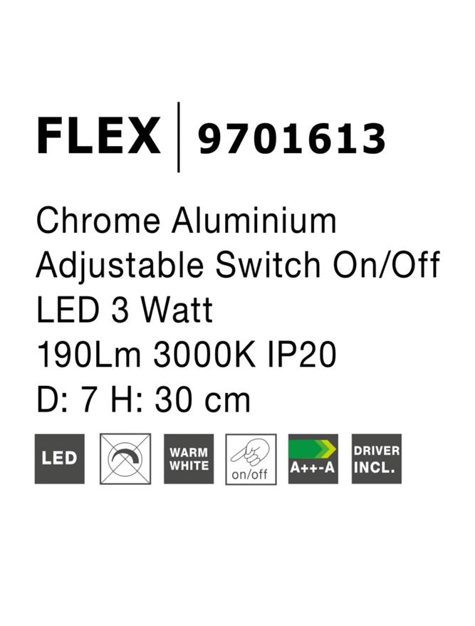 Висящо осветително тяло (пендел) FLEX 3W 190Lm Хромиран алуминий