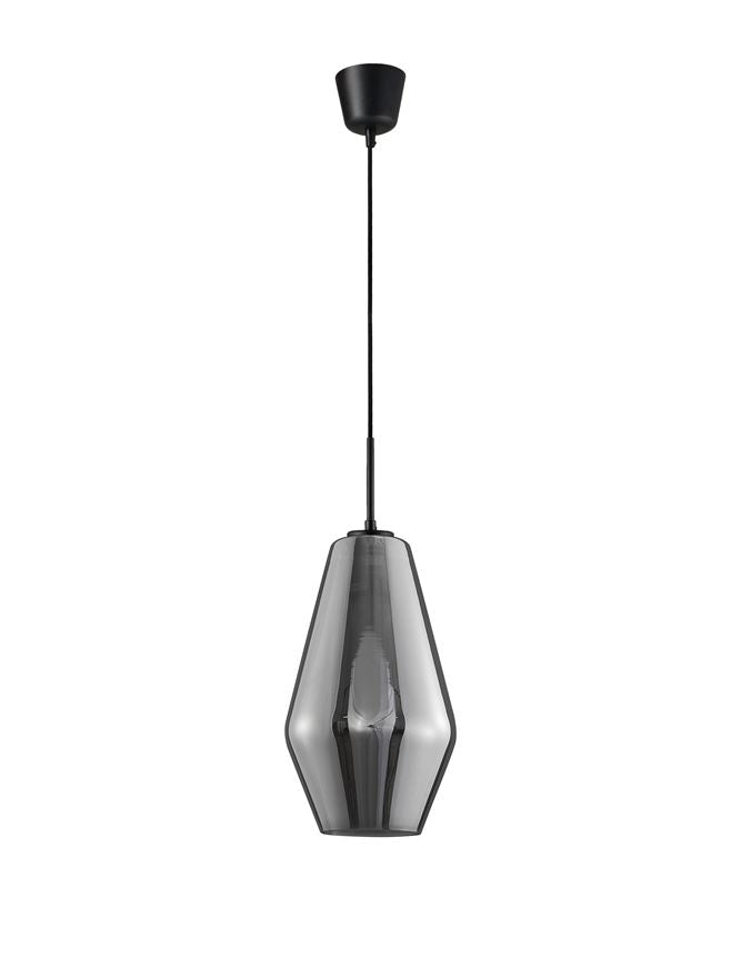 Висящо осветително тяло (пендел) VEIRO 12W LED E27 Черен, хромирано стъкло ⌀17