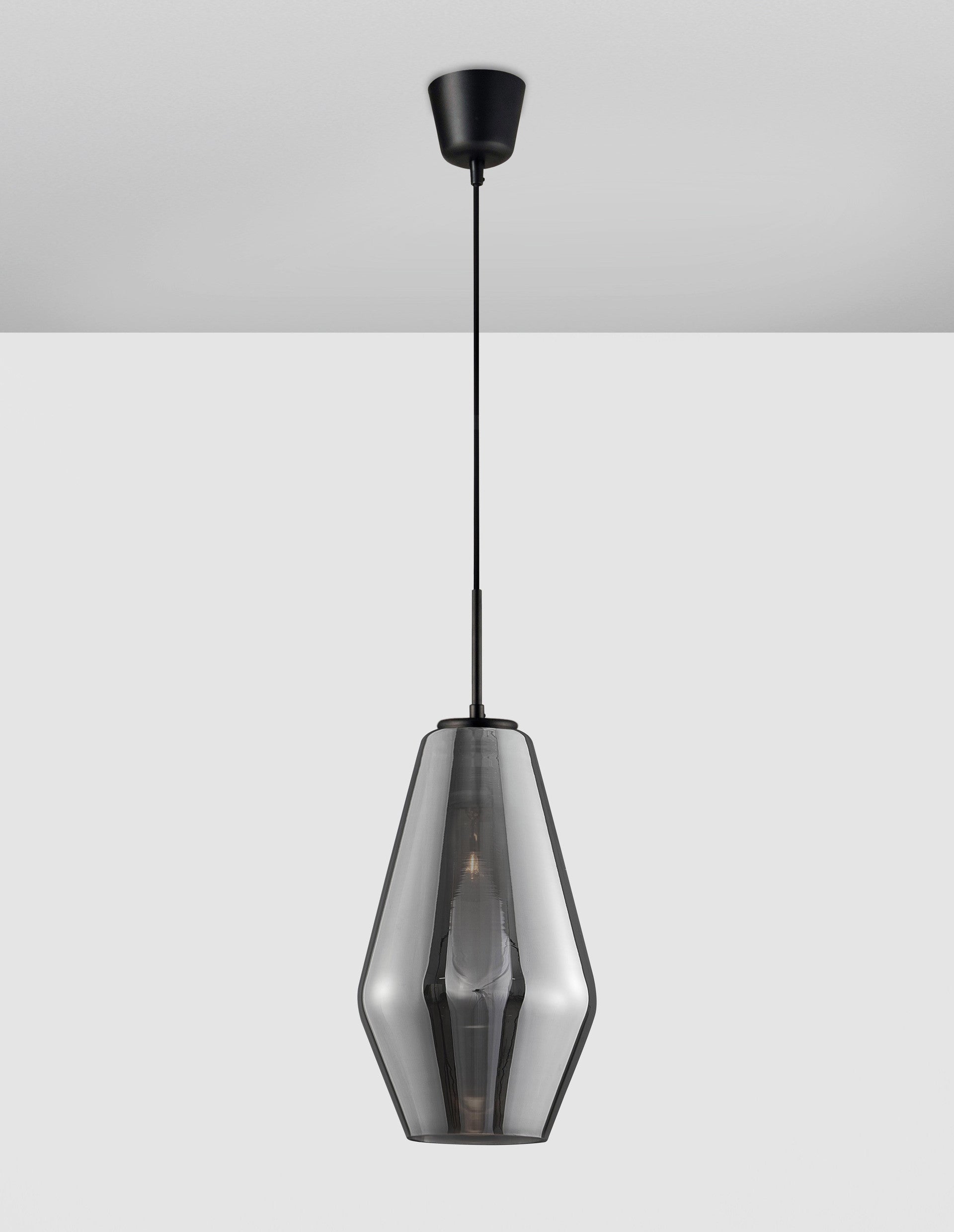 Висящо осветително тяло (пендел) VEIRO 12W LED E27 Черен, хромирано стъкло ⌀17