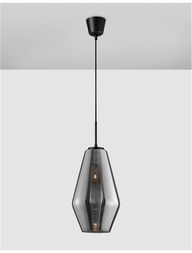 Висящо осветително тяло (пендел) VEIRO 12W LED E27 Черен, хромирано стъкло ⌀17