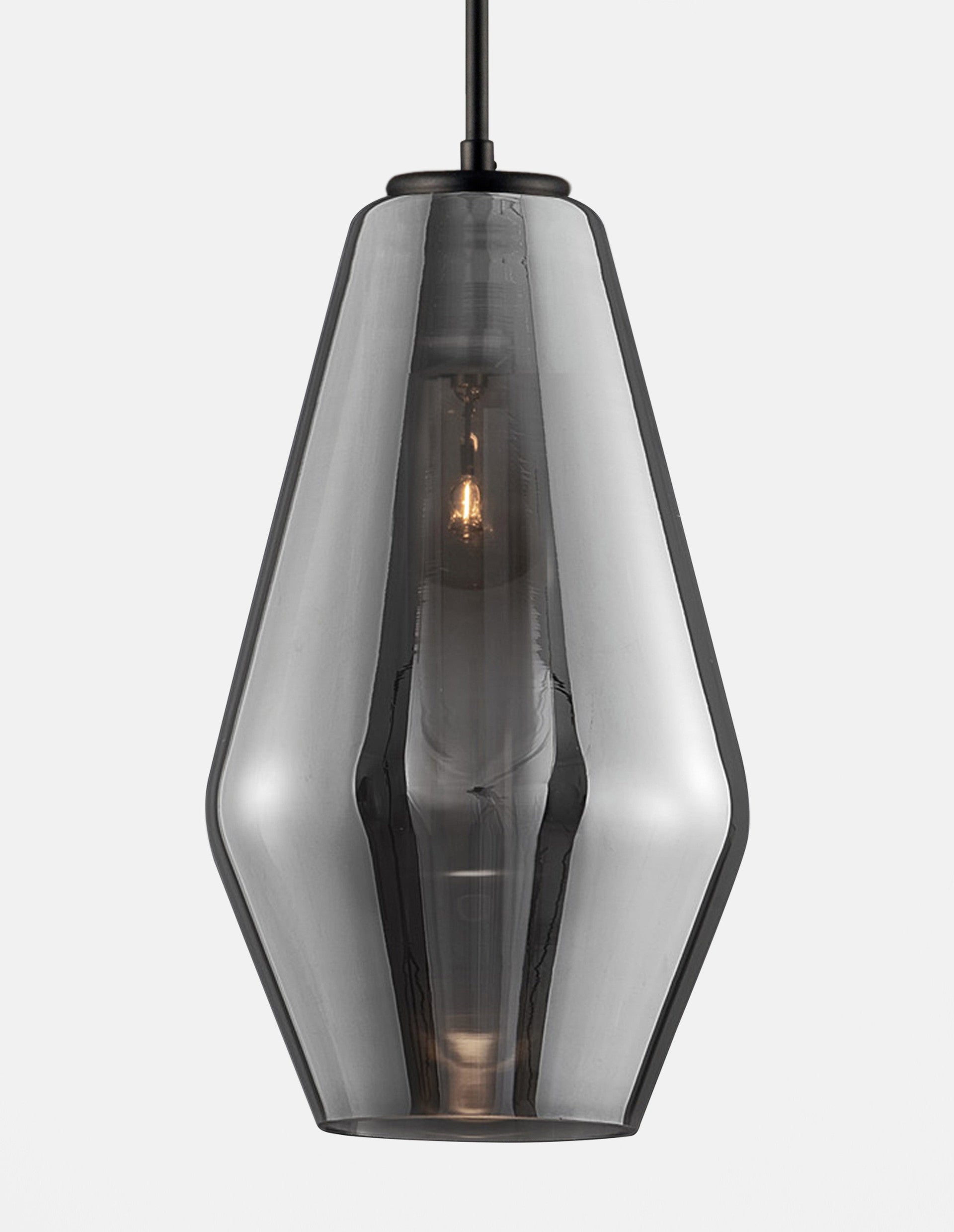 Висящо осветително тяло (пендел) VEIRO 12W LED E27 Черен, хромирано стъкло ⌀17