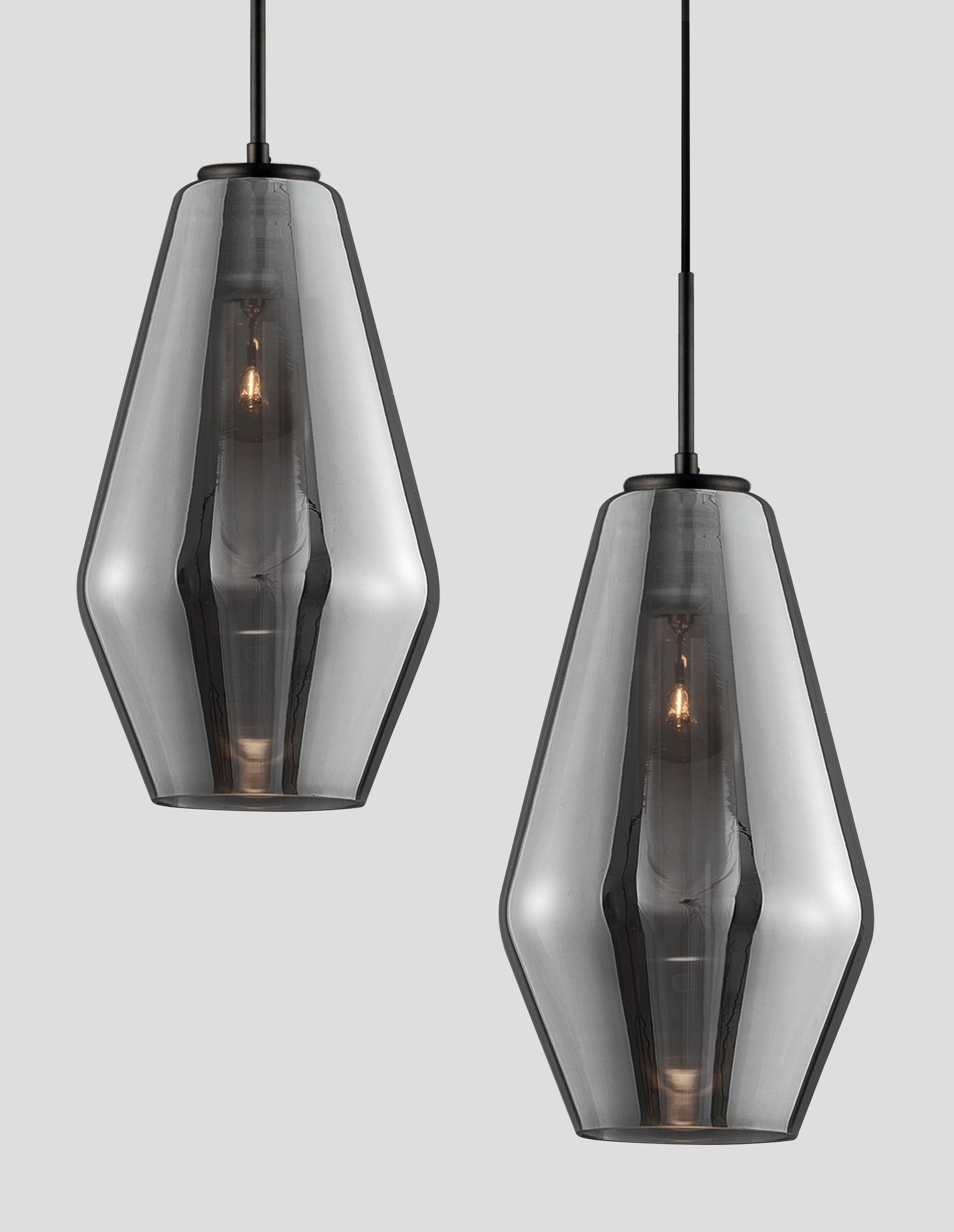 Висящо осветително тяло (пендел) VEIRO 12W LED E27 Черен, хромирано стъкло ⌀17