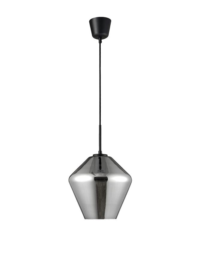 Висящо осветително тяло (пендел) VEIRO 12W LED E27 Черен, хромирано стъкло ⌀23