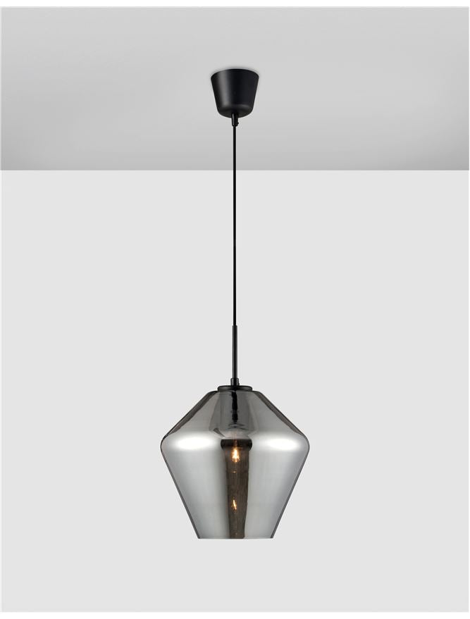 Висящо осветително тяло (пендел) VEIRO 12W LED E27 Черен, хромирано стъкло ⌀23