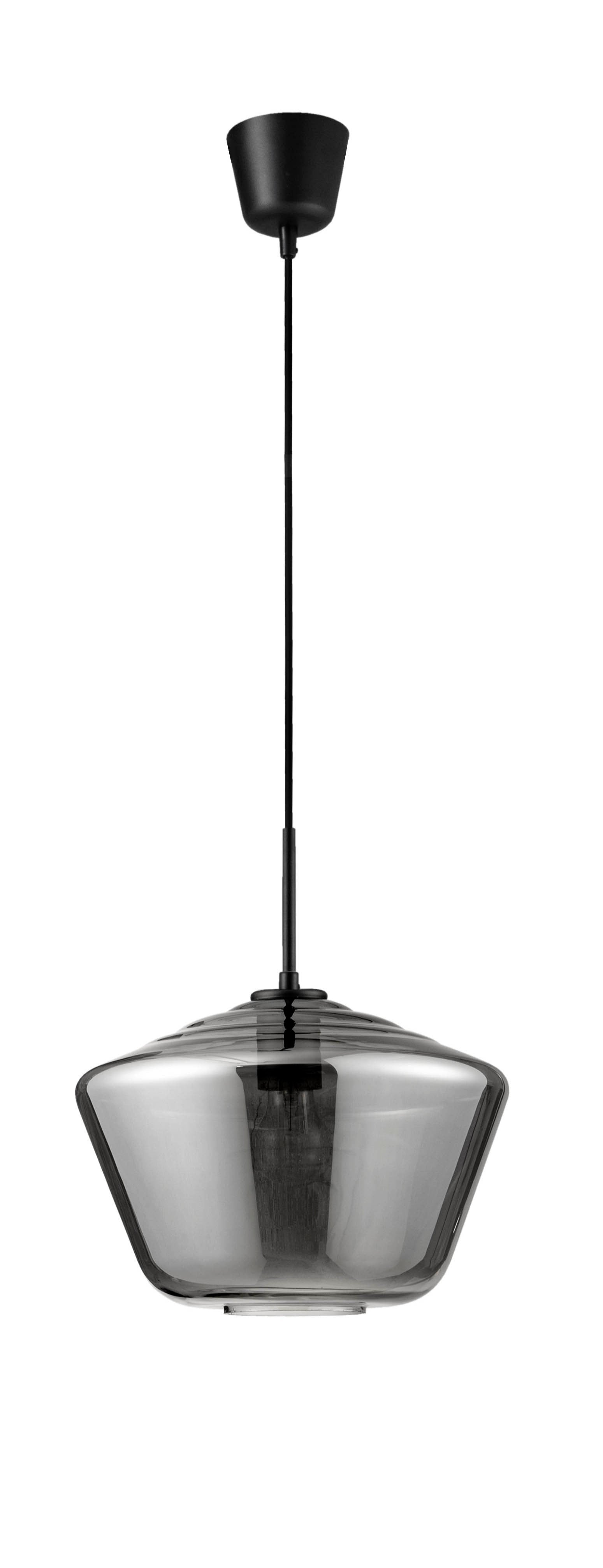 Висящо осветително тяло (пендел) VEIRO 12W LED E27 Черен, хромирано стъкло ⌀30