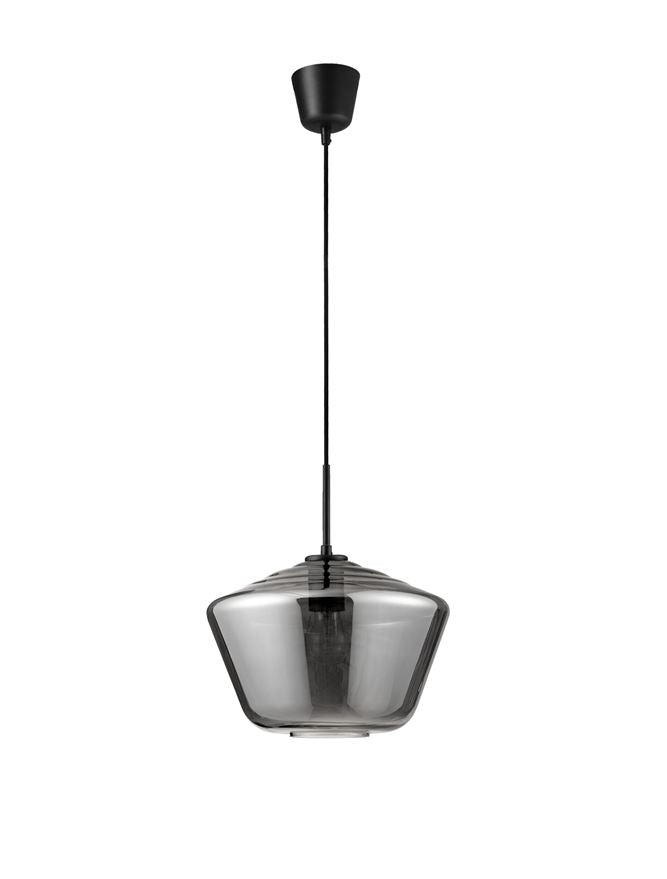 Висящо осветително тяло (пендел) VEIRO 12W LED E27 Черен, хромирано стъкло ⌀30