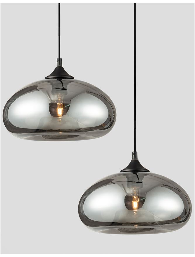 Висящо осветително тяло (пендел) SAVAZ 12W LED E27 Черен, хромирано стъкло ⌀28