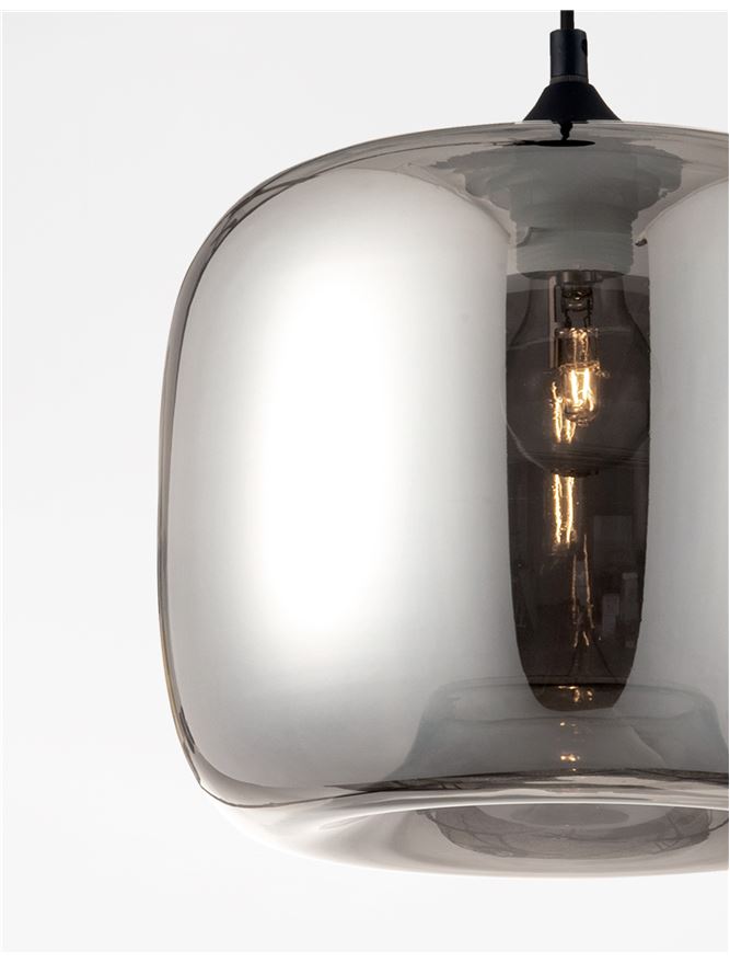 Висящо осветително тяло (пендел) SAVAZ 12W LED E27 Черен, хромирано стъкло ⌀28
