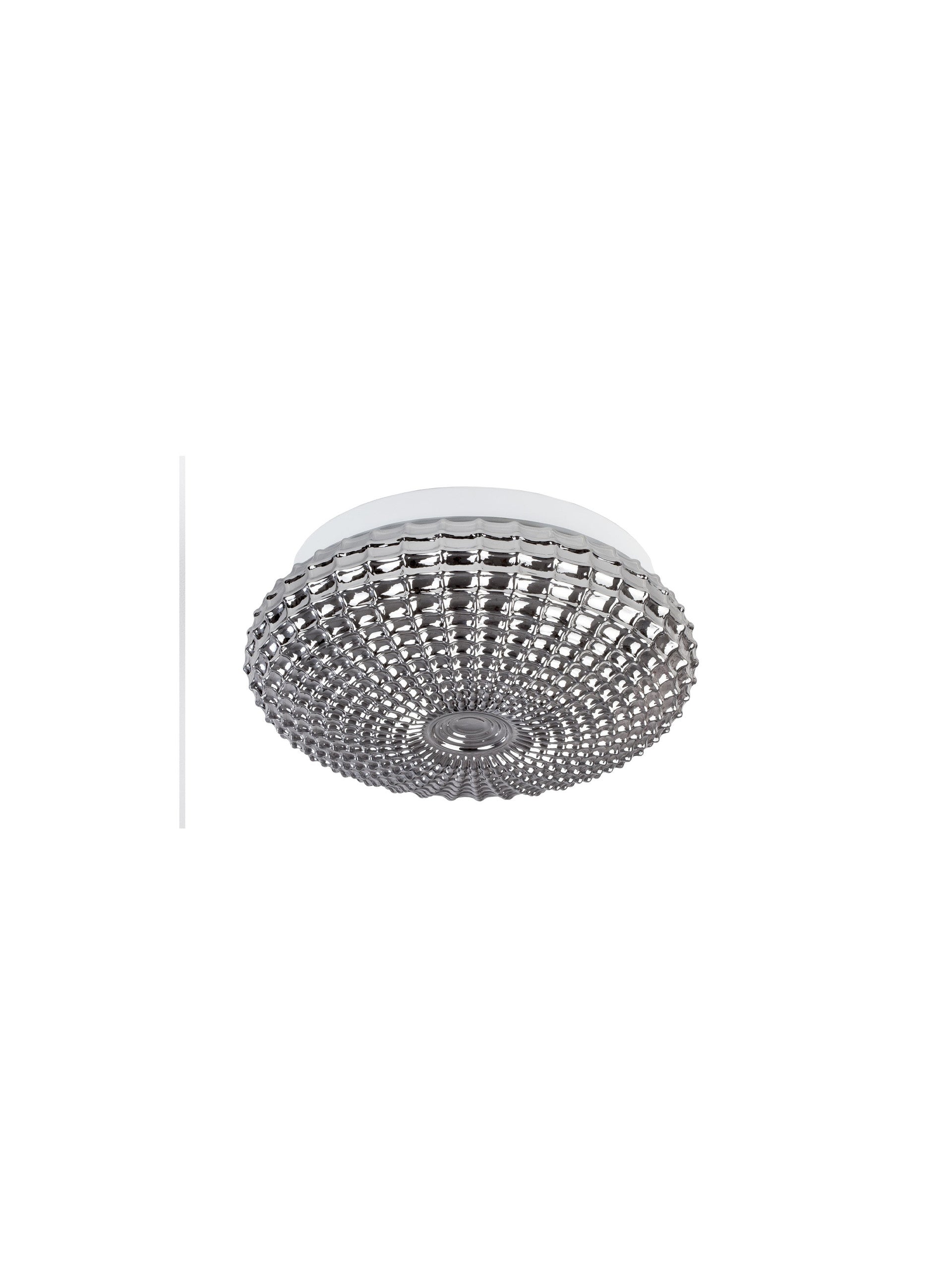 Висящо осветително тяло (пендел) CLAM LED E27 24W Опушено стъкло хром бял метал